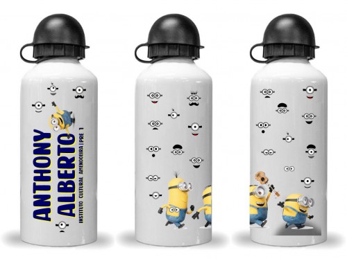 GARRAFA SQUEEZE BOLINHA 600ML ALUMÍNIO BRANCA PERSONALIZADA - ARTE GRÁTIS