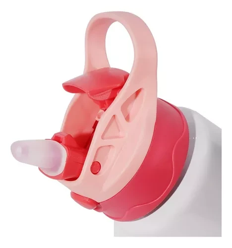 GARRAFA TÉRMICA AÇO INOX 350ML TAMPA ROSA ESC ALCA ROSA CLARO JKB