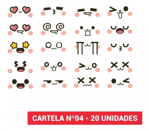 300 CARINHAS EMOJI ETIQUETAS ADESIVAS VINIL TRANSPARENTE C/ MEIO CORTE