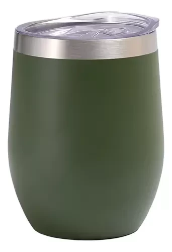 COPO TÉRMICO CUIA 360 ML COM TAMPA CRISTAL VERDE MILITAR