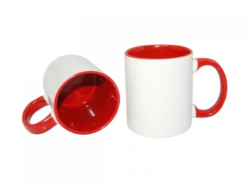 CANECA CERAMICA 325ML BRANCA - INTERNO E ALÇA VERMELHO JKB