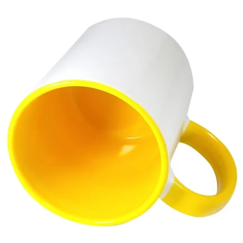 CANECA INTERIOR E ALÇA AMARELA/BCO PARA SUBLIMACAO 325ML