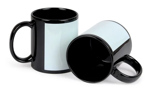 CANECA TARJA BRANCA /PRETA P/SUBLIMAÇÃO  325 ML