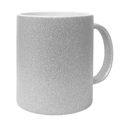 CANECA GLITTER PRATA PARA SUBLIMAÇAO 325ML