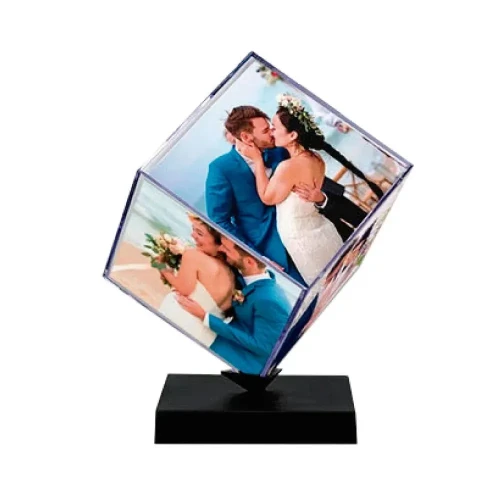 FOTO CUBO GIRATORIO 6,2 CM COM BASE PRETO PERSONALIZADO