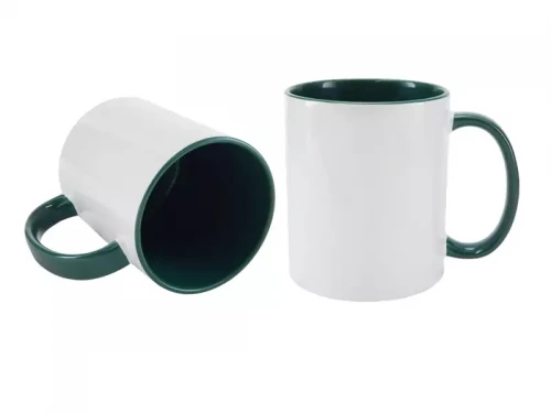 CANECA INTERIOR E ALÇA VERDE ESCURO /BCO PARA SUBLIMACAO 325ML