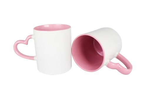 CANECA ROSA ALCA CORACAO PARA SUBLIMACAO 325ML