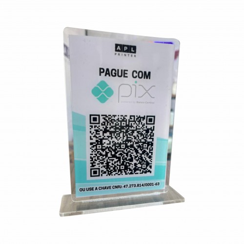 PLACA DE PIX - ACRILICO ADESIVADO COM BASE