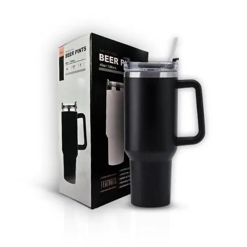 COPO TÉRMICO - PRETO 1200 ML COM CANUDO  / Personalização Gravação a Laser