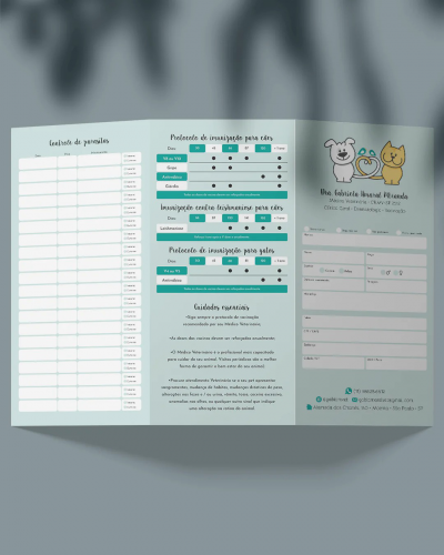  Carteira De Vacinacao Para Pet  21X28 com duas dobras