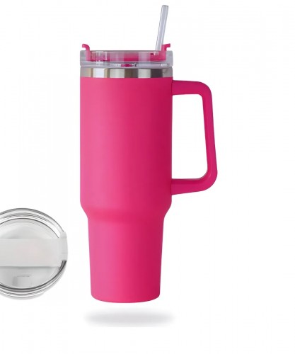 COPO TÉRMICO - ROSA PINK 1200 ML COM CANUDO / Personalização Gravação a Laser