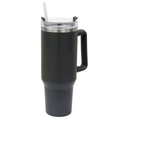 COPO TÉRMICO - CINZA 1200 ML COM CANUDO / Personalização Gravação a Laser