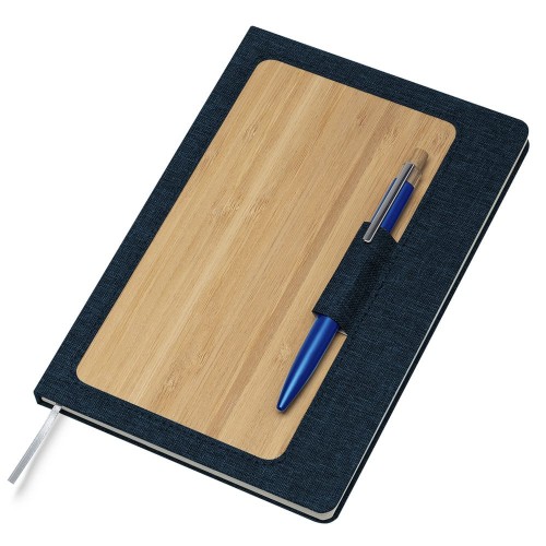 Caderno de anotações com suporte para caneta,  fechamento com elástico
