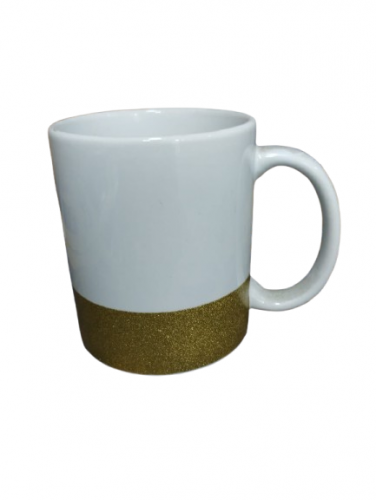 CANECA MEIO GLITTER DOURADA RESINADA DE CERAMICA DEKO AAA  325ML