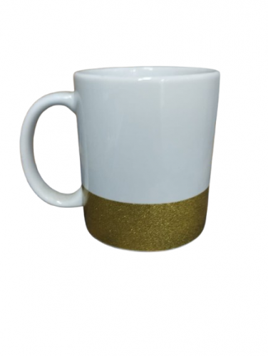 CANECA MEIO GLITTER DOURADA RESINADA DE CERAMICA DEKO AAA  325ML