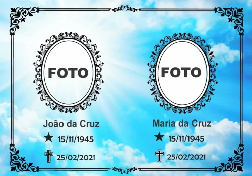 ADESIVO LÁPIDE + ARTE + LAMINAÇÃO + APLICAÇÃO  PLACA PARA TÚMULO
