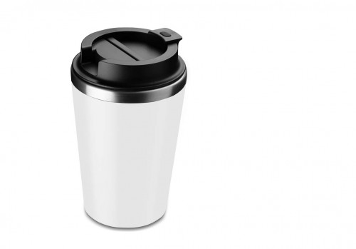 COPO AÇO INOX PAREDE DUPLA S/ALÇA 450ML BRANCO