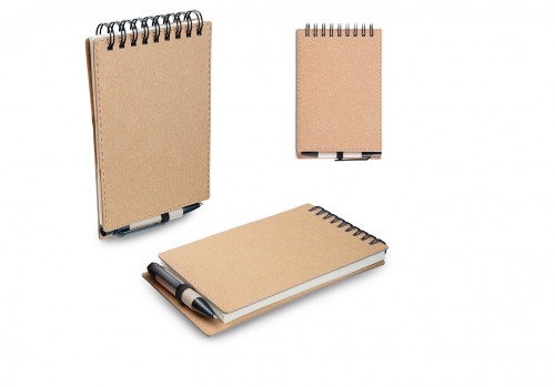 MINI-CADERNO DE ANOTACOES KRAFT A6 COM CANETA PRETA PERSONALIZADO