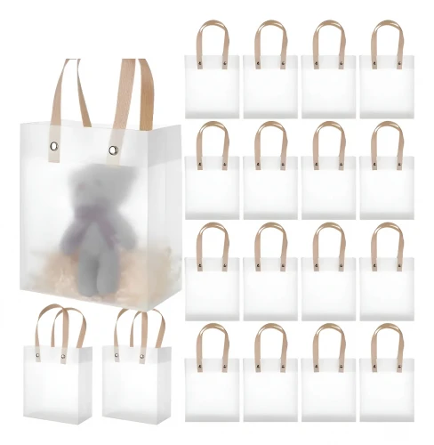 SACOLA DE PRESENTES TRANSPARENTES PARA FESTAS COM ALÇA 